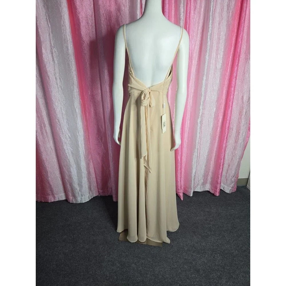 Stacees Champagne Bridesmaid Wedding Prom Formal Gown Size 8 NWT